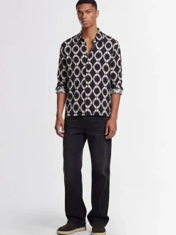 Printed boxy fit viscose shirt