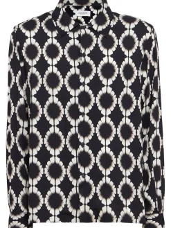 Printed boxy fit viscose shirt