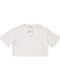 Printed cotton cropped t-shirt