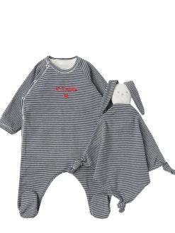 Printed cotton jersey romper & bodysuit