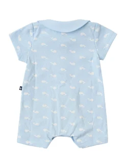 Printed cotton jersey romper & toy