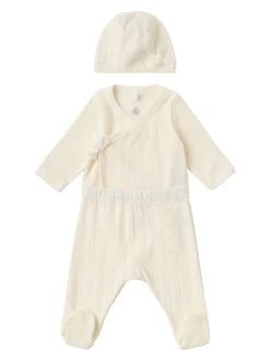 Printed cotton jersey top, pants and hat