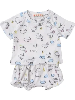 Printed cotton shirt & shorts