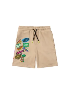 Printed cotton sweat shorts