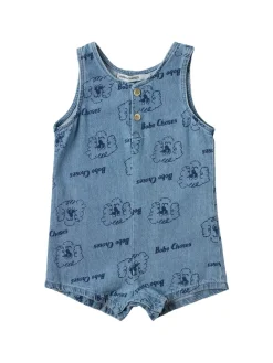 Printed denim jumpsuit
