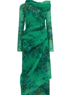 Printed organza midi dress