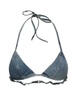 Reggiseno a triangolo in denim di cotone