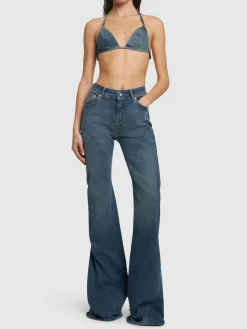 Reggiseno a triangolo in denim di cotone