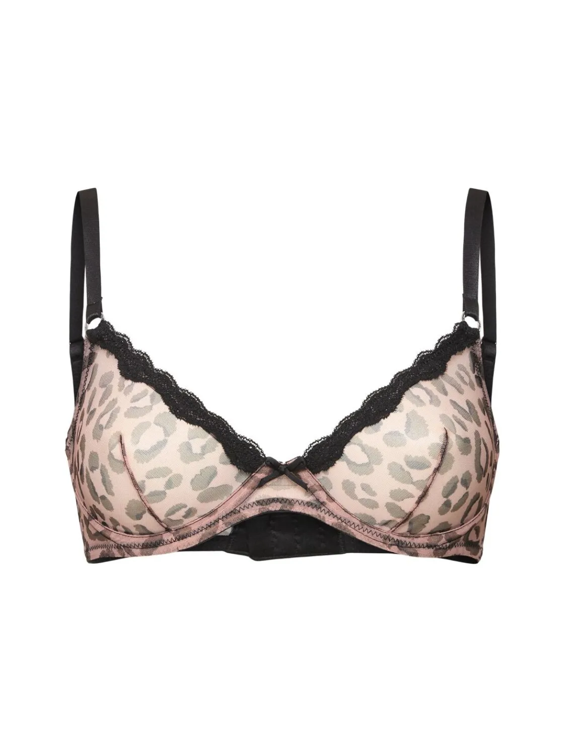 Reggiseno in tulle con stampa leopardata
