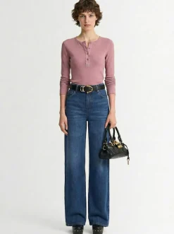 Ribbed cotton jersey long sleeve top