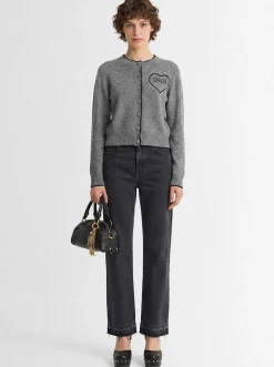 Rib knit cashmere & wool cardigan