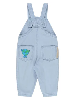 Salopette in denim di cotone stampato