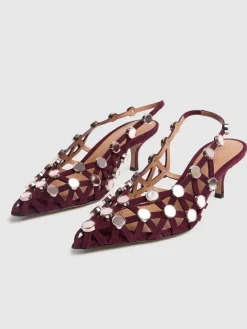 Scarpe slingback Grid in camoscio 50mm