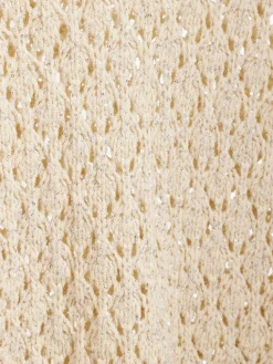 Sequined diamond stitch crewneck sweater