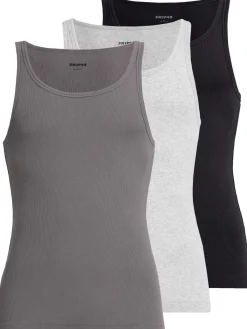 Set di di 3 tank top in misto cotone a costine