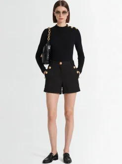 Shorts in cotone piqué con bottoni