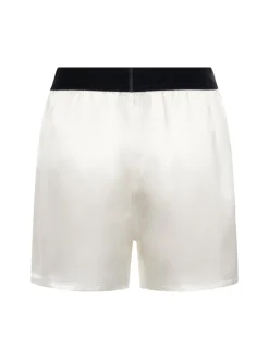 Shorts in raso di seta con logo