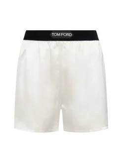 Shorts in raso di seta con logo