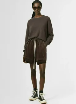 Shorts in velluto con vita elasticizzata