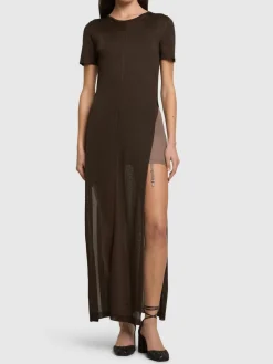 Slip in viscosa di seta con reggicalze