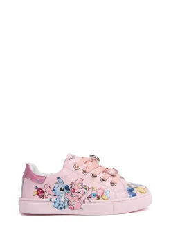 Sneakers in pelle stampa Stitch con lacci