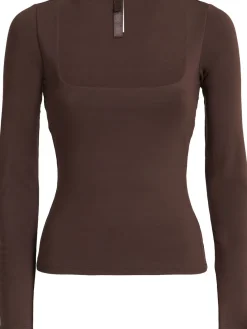Square neck long sleeve top