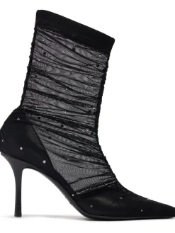 Stivaletti Lotta in mesh con cristalli 85mm