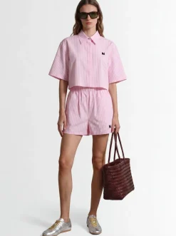 Striped boxer-style shorts