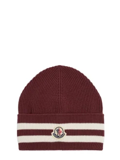 Striped cotton blend beanie