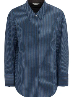 Striped cotton blend shirt