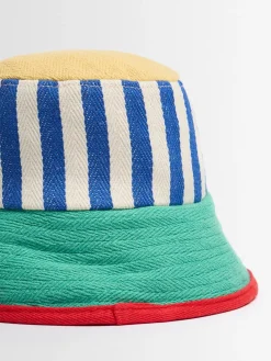 Striped cotton bucket hat