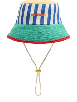 Striped cotton bucket hat