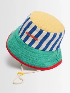 Striped cotton bucket hat