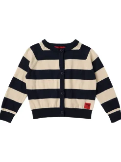 Striped cotton knit cardigan