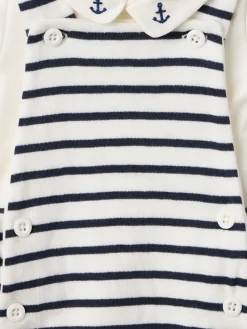 Striped cotton overalls & shirt