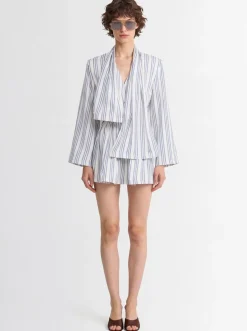 Striped crepe de chine mini dress