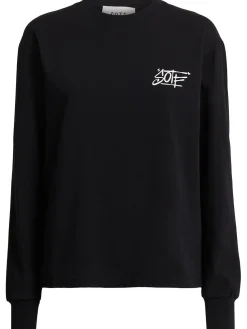 Tag printed cotton long sleeve T-shirt