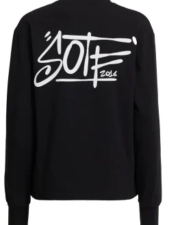 Tag printed cotton long sleeve T-shirt
