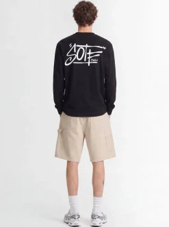 Tag printed cotton long sleeve T-shirt