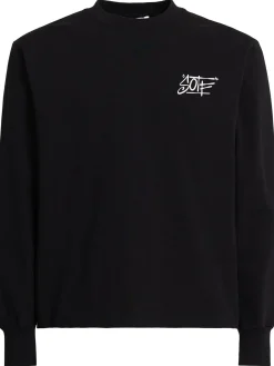 Tag printed cotton long sleeve T-shirt