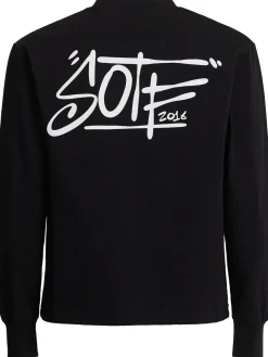 Tag printed cotton long sleeve T-shirt