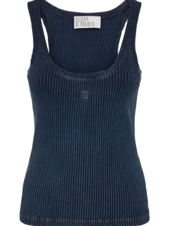 Tank top in cotone stretch a costine