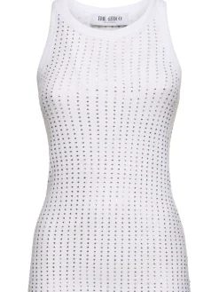 Tank top in jersey con cristalli