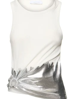 Tank top in jersey di misto cotone a costine