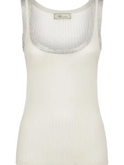 Tank top in maglia con scollo decorato