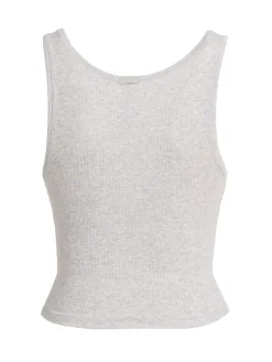 Tank top in misto cotone a costine