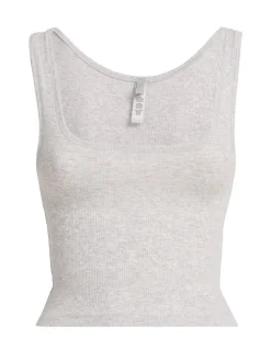 Tank top in misto cotone a costine