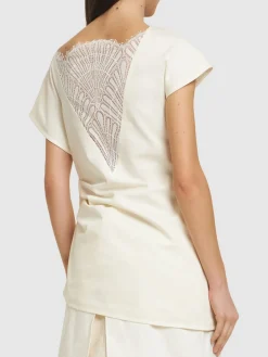 Top asimmetrico in cotone drappeggiato