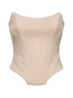 Top bustier senza spallini in lana