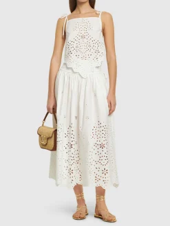 Top in cotone con ricami